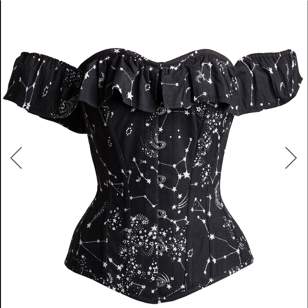 Cotton Astronomy Print Sleeved Corset, size US 2